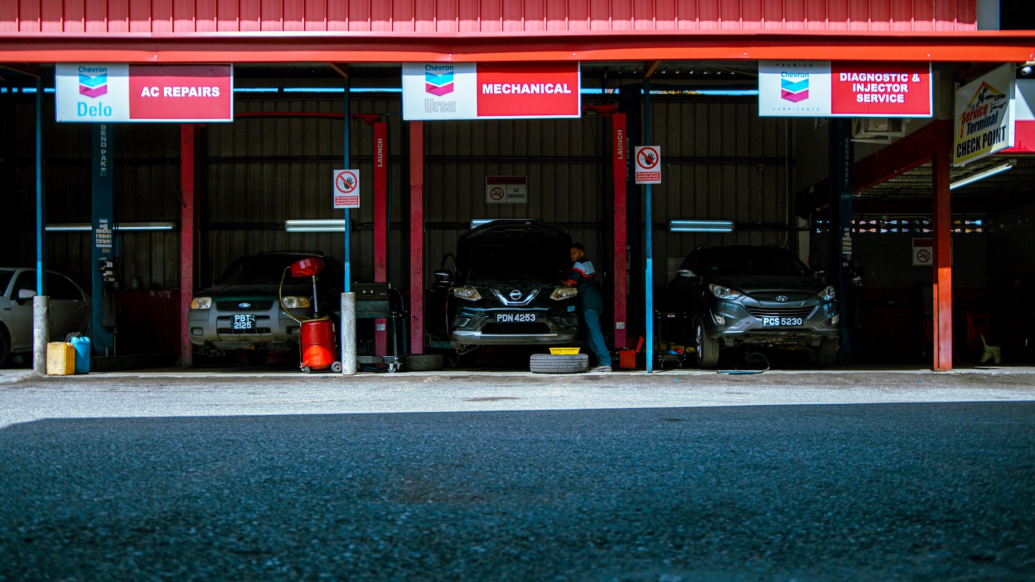 Professional auto repair shop interior